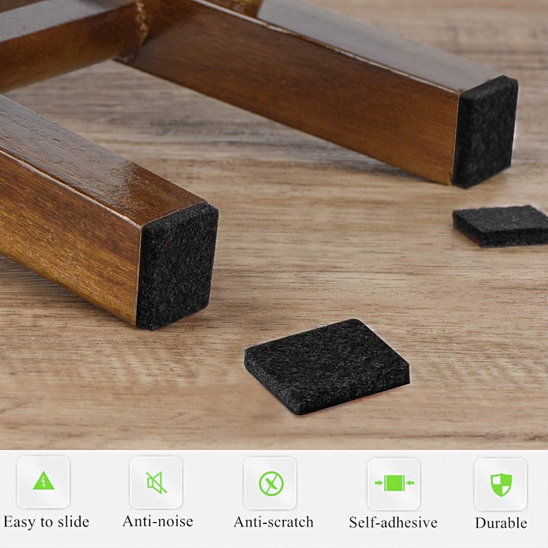 PremiFix Square Felt Pads for Chair Legs, Square Felt Furniture Pads 1 inch 48 Pieces Pack Black, Square Furniture Pads for Hardwood Floor 5mm Thick - Image 4